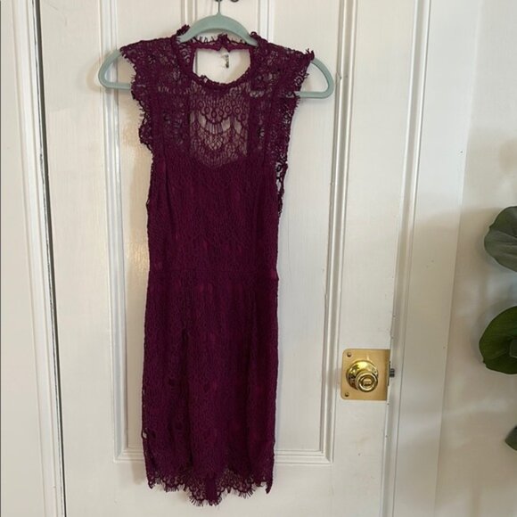 Free People Dresses & Skirts - Free People - Elegant Lace Dress in Rich Purple open back